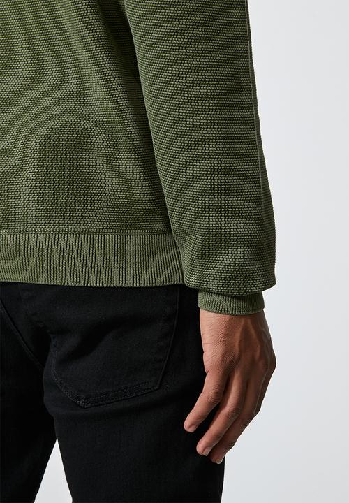 Superbalist - Pique crew neck knit - khaki green