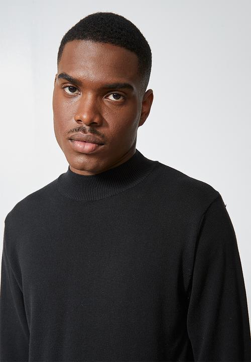 Superbalist - Slim fit high neck knit jersey - black