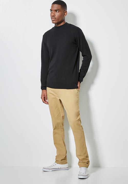 Superbalist - Slim fit high neck knit jersey - black