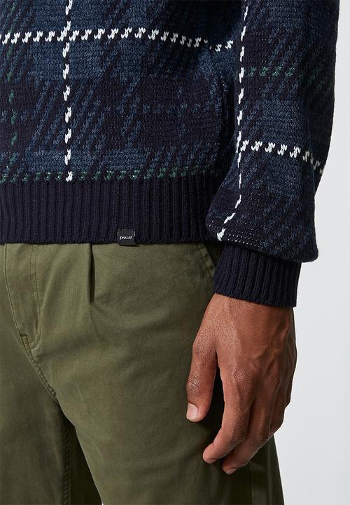 Superbalist - Check pattern roll neck knit - navy