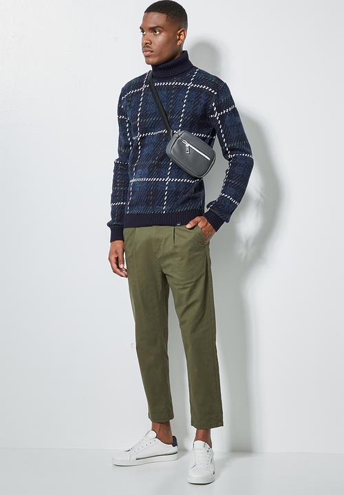 Superbalist - Check pattern roll neck knit - navy
