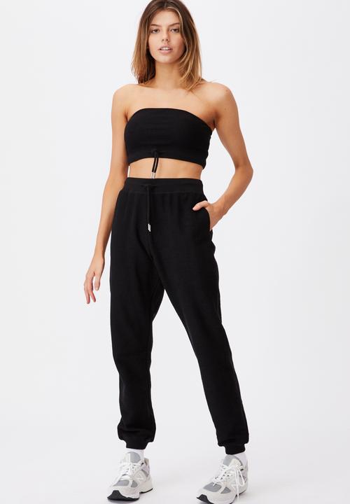 Factorie - Reverse french terry slim fit trackpants - black