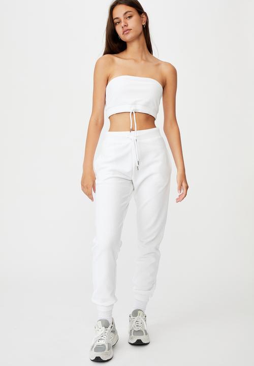 Factorie - Reverse french terry slim fit trackpants - white