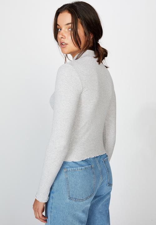 Factorie - Rib lettuce edge long sleeve - grey marle