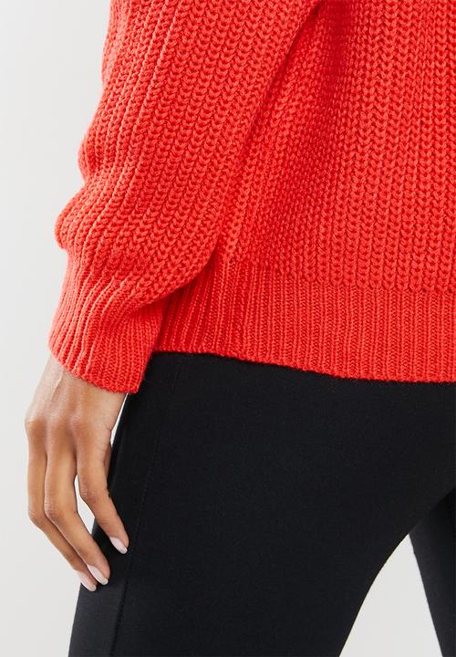 Missguided - Petite ophelita off shoulder jumper - red
