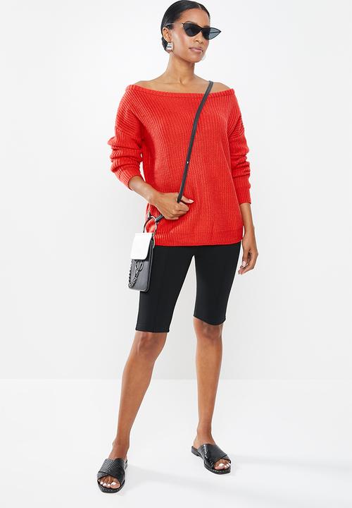Missguided - Petite ophelita off shoulder jumper - red