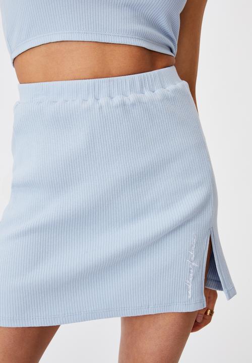 Factorie - Rib side split skirt - skyway blue
