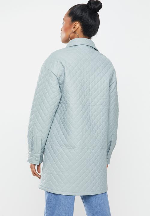 Glamorous - Quilted oversized coat - dusty blue