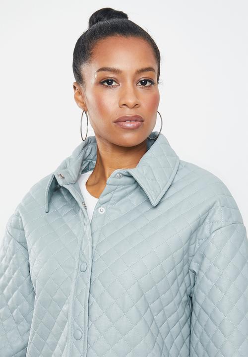 Glamorous - Quilted oversized coat - dusty blue