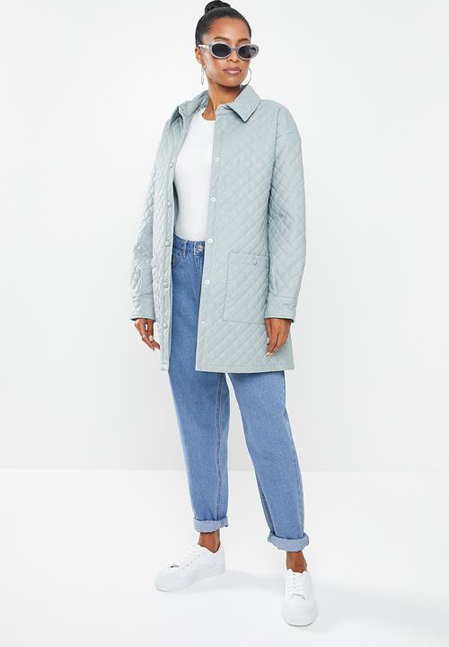 Glamorous - Quilted oversized coat - dusty blue