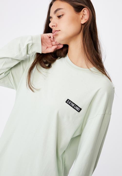 Factorie - Super oversized ls graphic tee - celadon