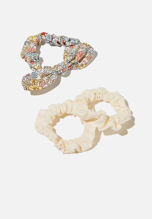 Cotton On - Mini scrunchies - broderie - multi 