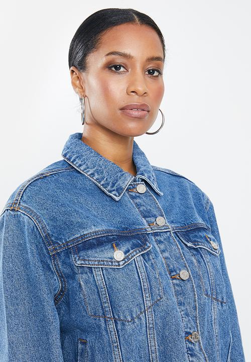 Missguided - Petite oversized denim jacket - blue
