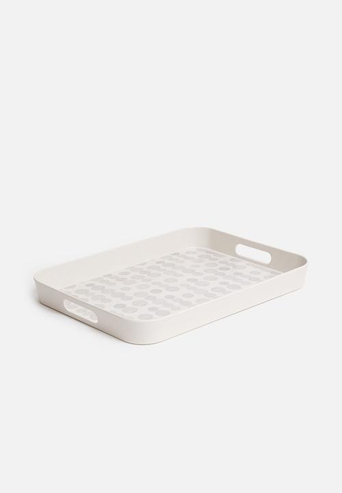 Excellent Houseware - Dot serving tray - grey & white