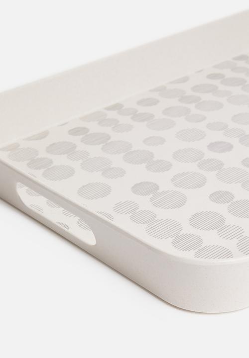 Excellent Houseware - Dot serving tray - grey & white