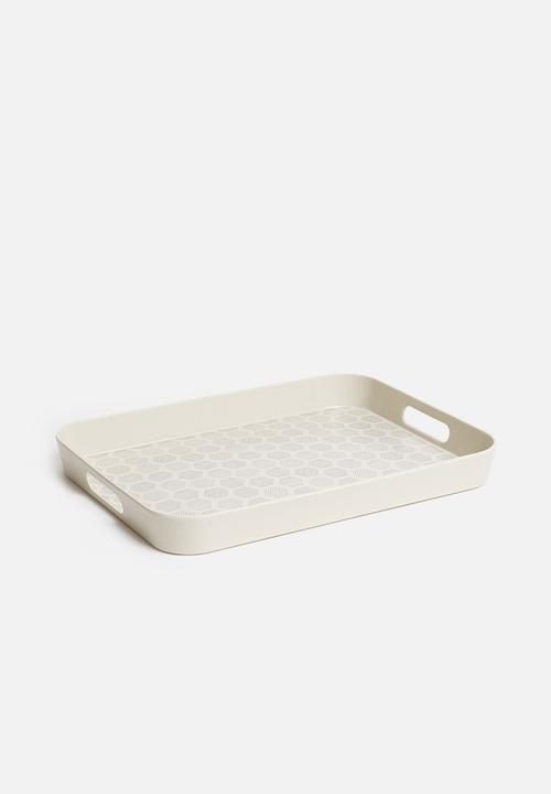 Excellent Houseware - Hex serving tray - grey & white