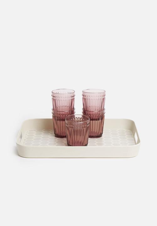 Excellent Houseware - Hex serving tray - grey & white