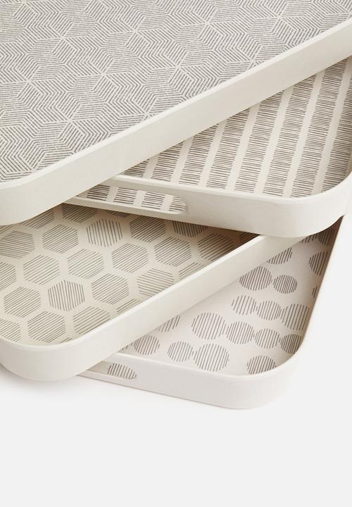 Excellent Houseware - Hex serving tray - grey & white