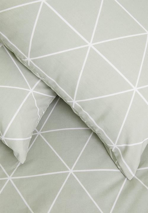 Sixth Floor - Ella printed polycotton duvet cover set - sage green