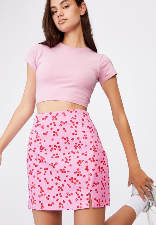 Factorie - Double split mini skirt - darby babe pink floral
