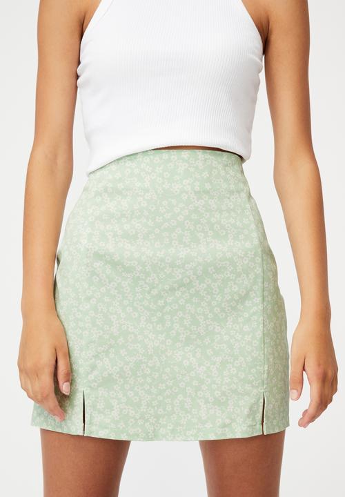 Factorie - Double split mini skirt - kita floral celadon