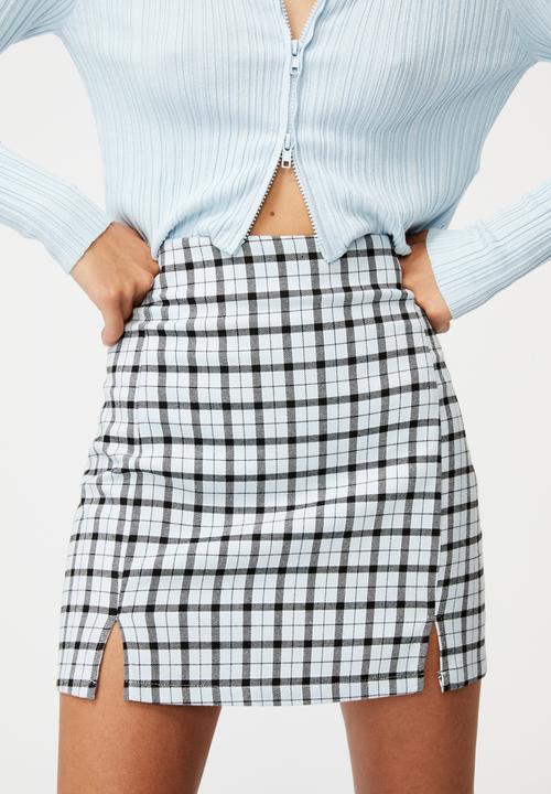 Factorie - Double split mini skirt - oakley check skyway