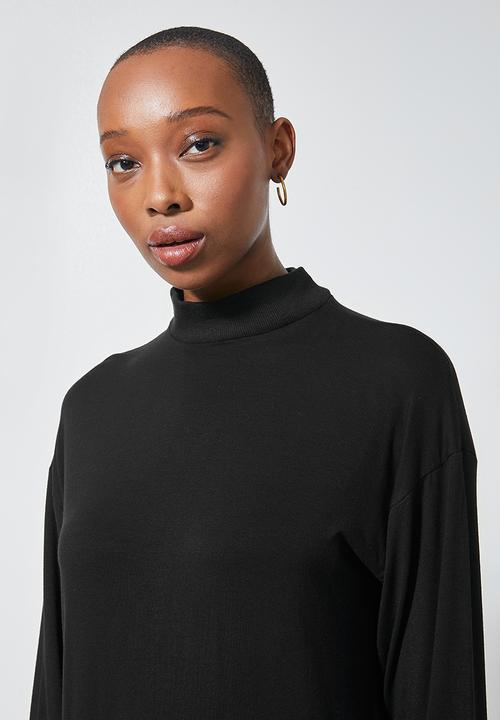 Superbalist - Rib neck longline tee - black