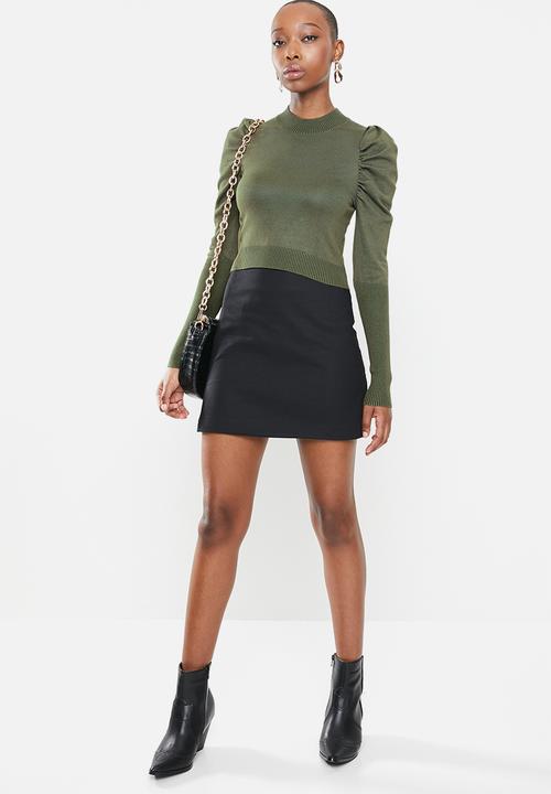 Glamorous - Puff sleeve knit - khaki green 