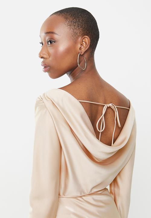 Glamorous - Drape back dress - champagne