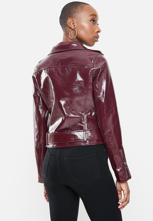 Glamorous - Biker patent jacket - maroon