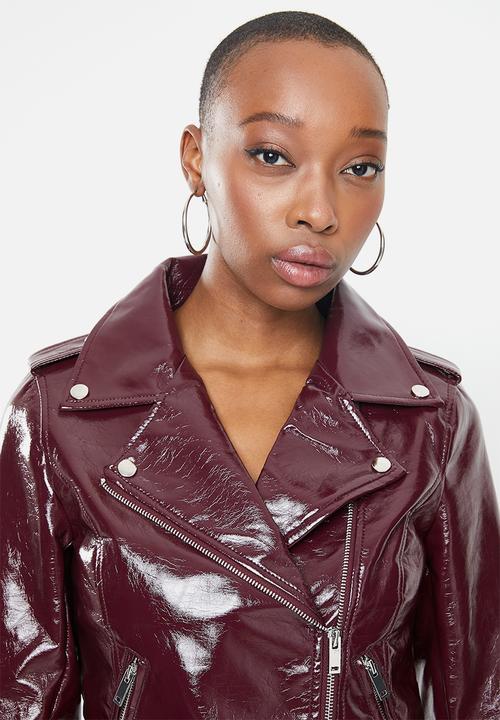 Glamorous - Biker patent jacket - maroon