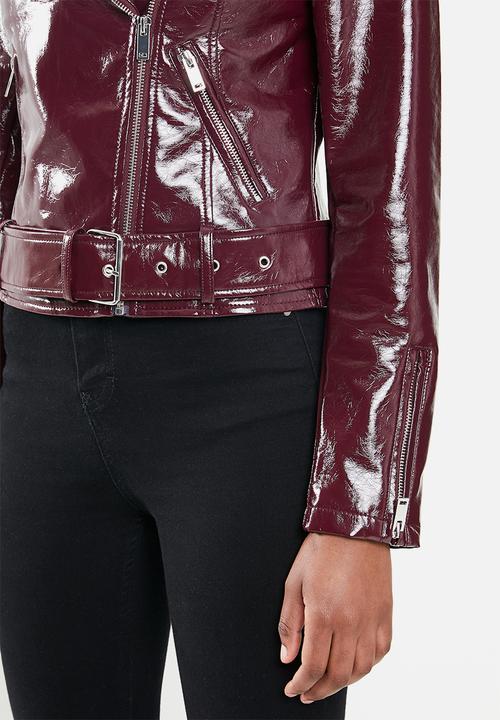 Glamorous - Biker patent jacket - maroon