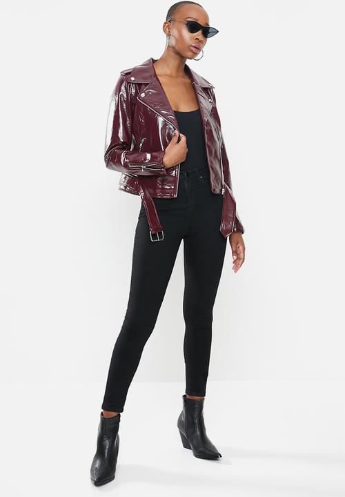 Glamorous - Biker patent jacket - maroon
