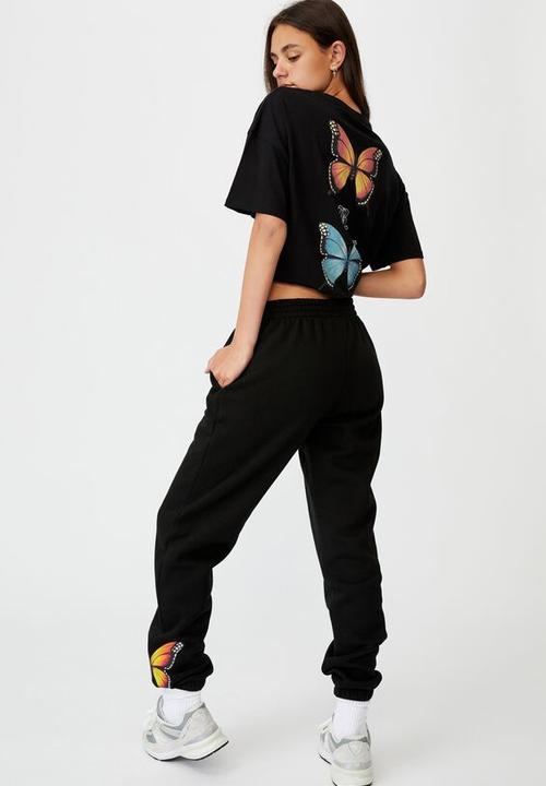 Factorie - Graphic trackpant - black