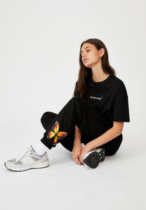 Factorie - Graphic trackpant - black