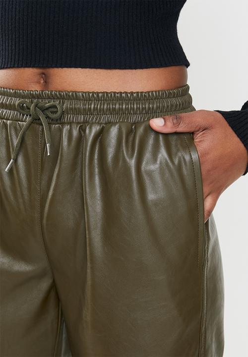 Glamorous - Pu trousers - khaki