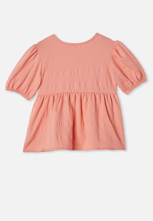 Cotton On - Carla puff sleeve top - peach 