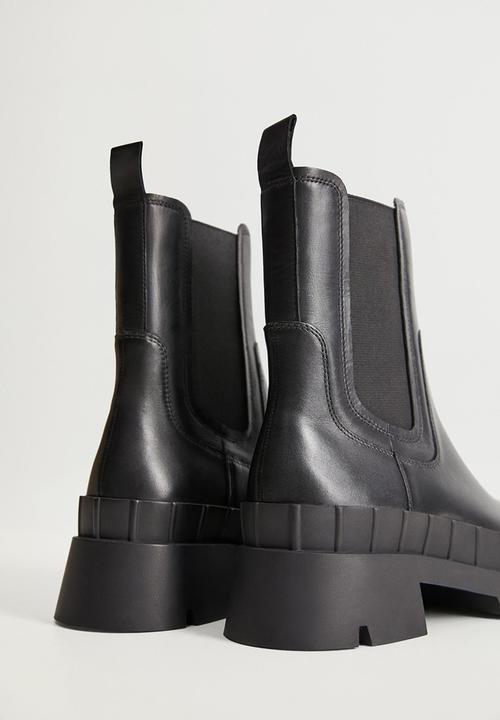 MANGO - Rain leather boot - black