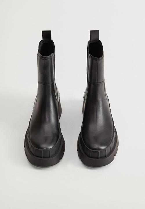 MANGO - Rain leather boot - black