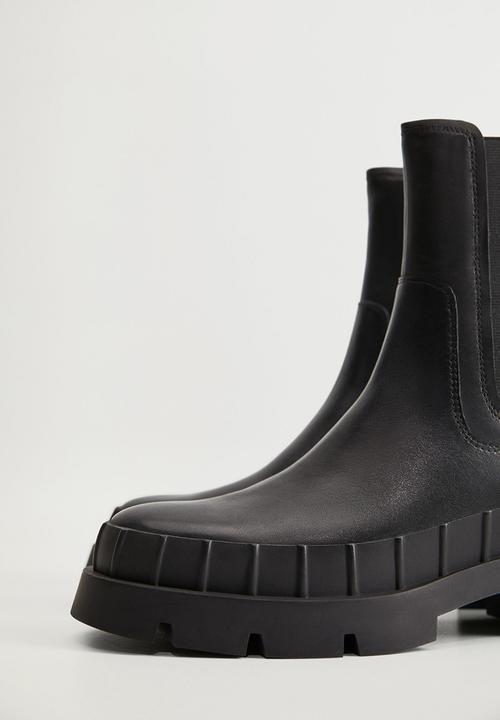 MANGO - Rain leather boot - black