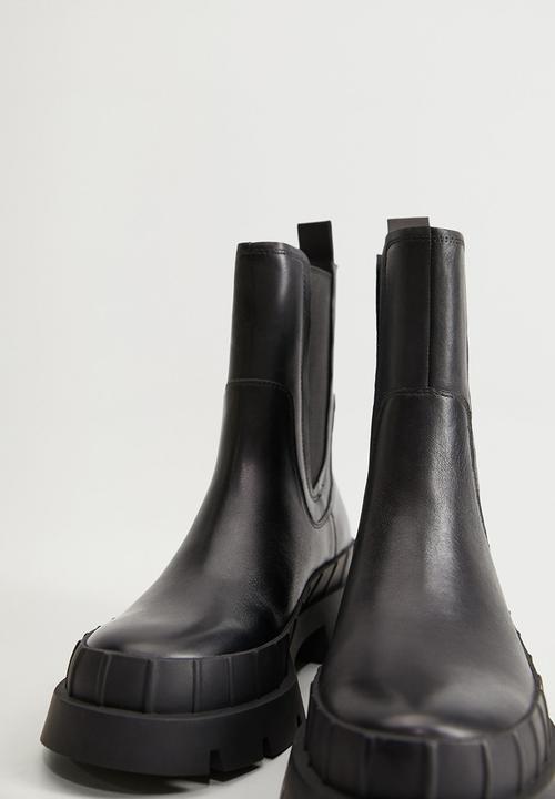 MANGO - Rain leather boot - black