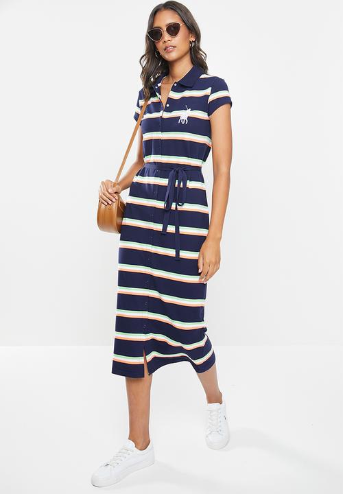 POLO - Bernadine stripe longer length golfer dress - multi