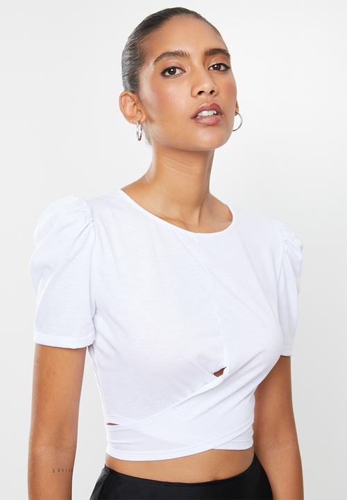 Blake - Knit wrap-tie tee - white