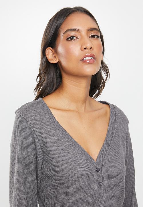 Missguided - Waffle loungewear set - dark grey