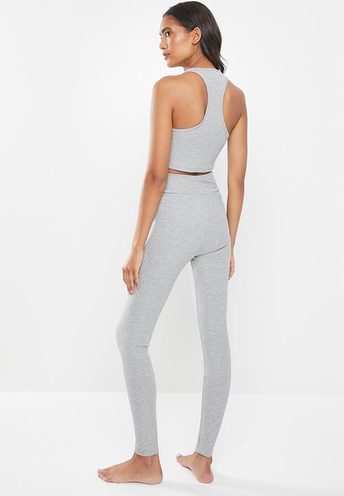 Missguided - Crop legging rib lounge set - grey