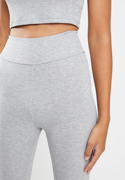 Missguided - Crop legging rib lounge set - grey