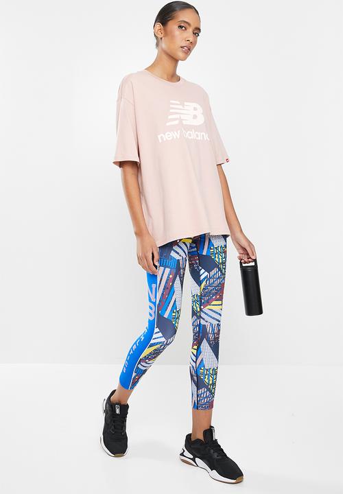New Balance  - Essentials stacked logo oversized tee - pink