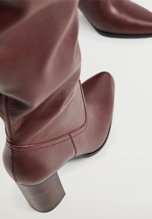 MANGO - Boby leather boot - dark red