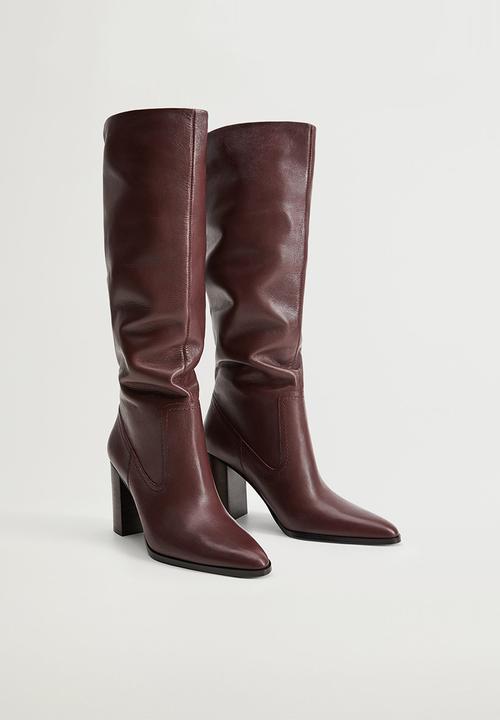 MANGO - Boby leather boot - dark red