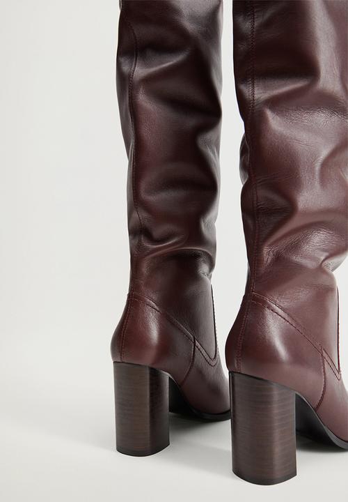 MANGO - Boby leather boot - dark red